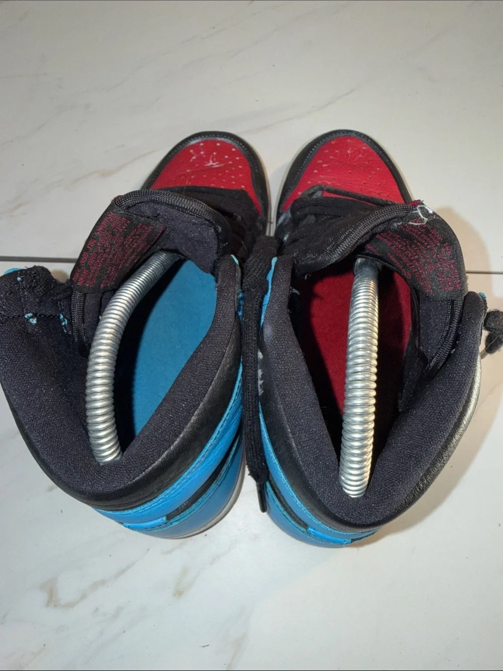 Nike Kids High-Top Sneakers in Blue, Black & Red Jordan’s